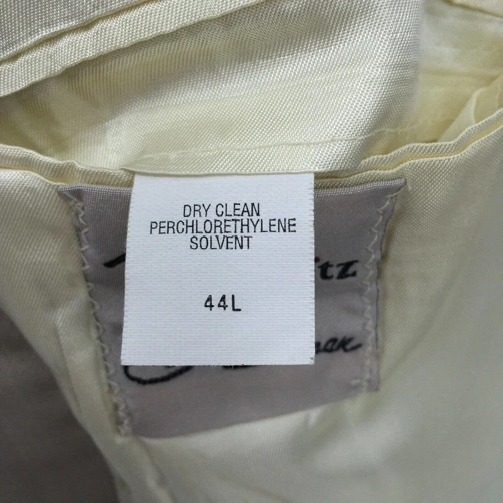 John Weitz Mens Beige Hopsack Blazer Gold Crest Buttons Sport Coat Tan